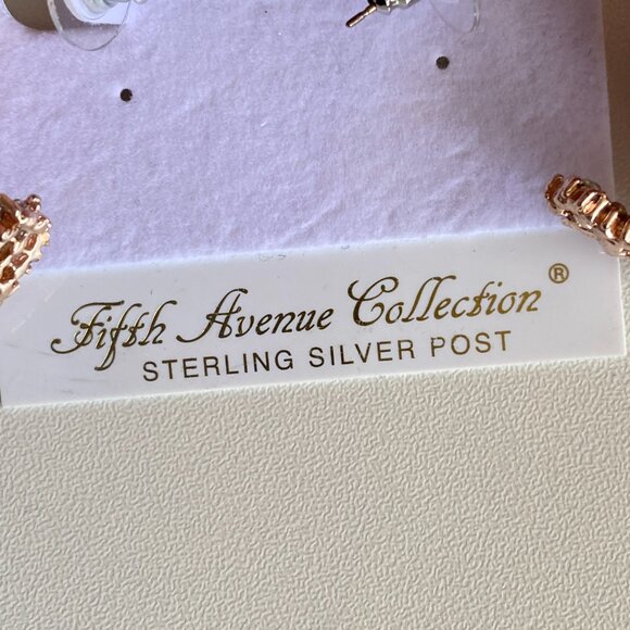 FAC Swarovski Crystal Rose Gold Tone C Hoop Earrings - Picture 8 of 10